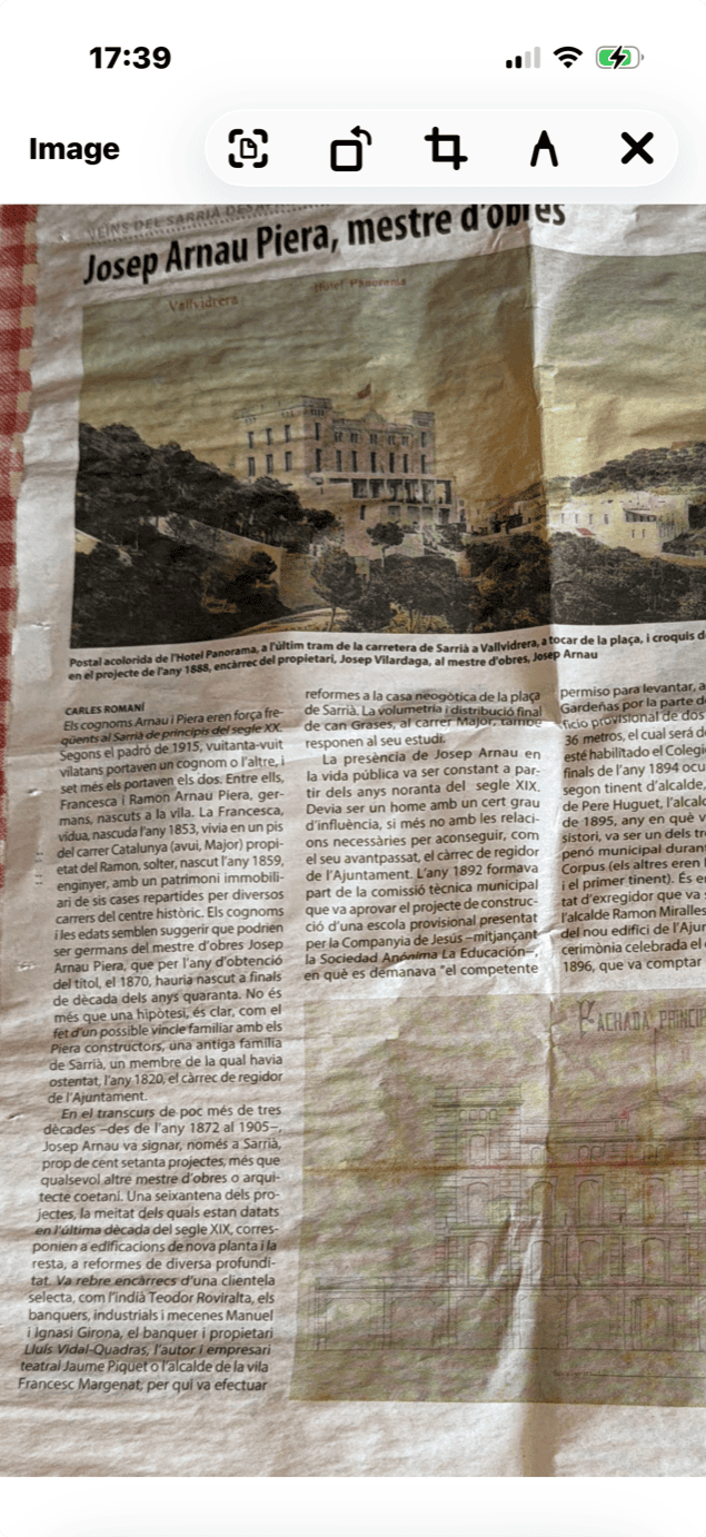 Newspaper image before processing
