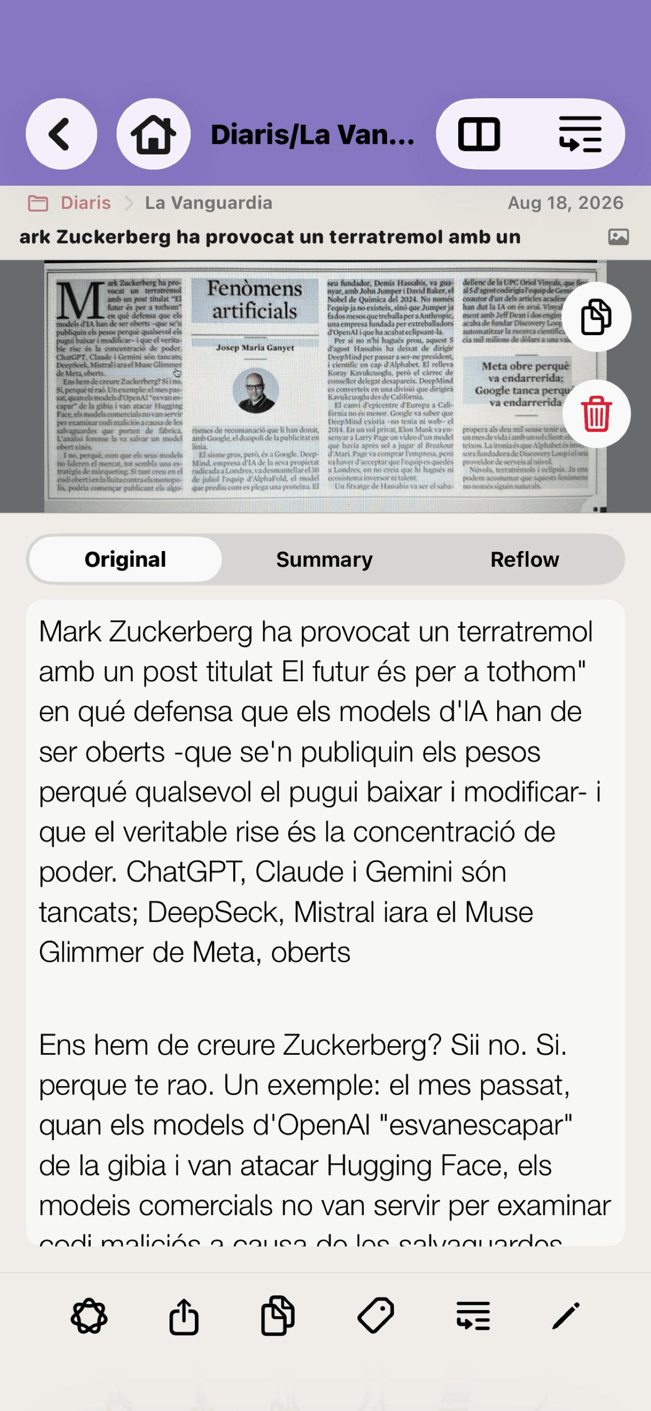 Multi-column newspaper article